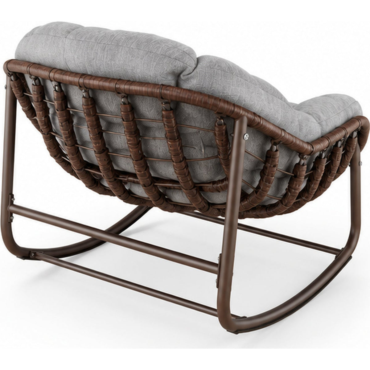 Fauteuil à bascule en rotin grand format — vue arriere