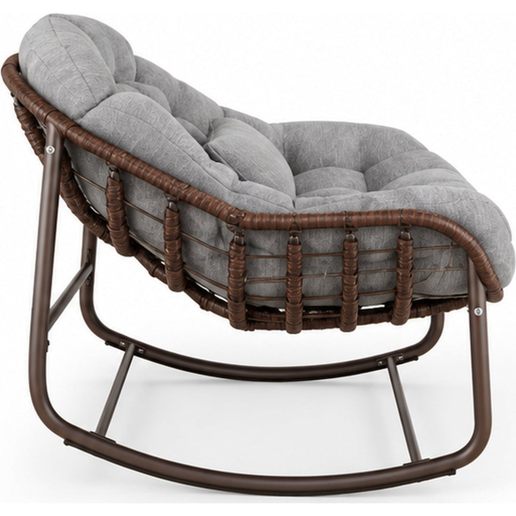 Fauteuil à bascule en rotin grand format — vue laterale