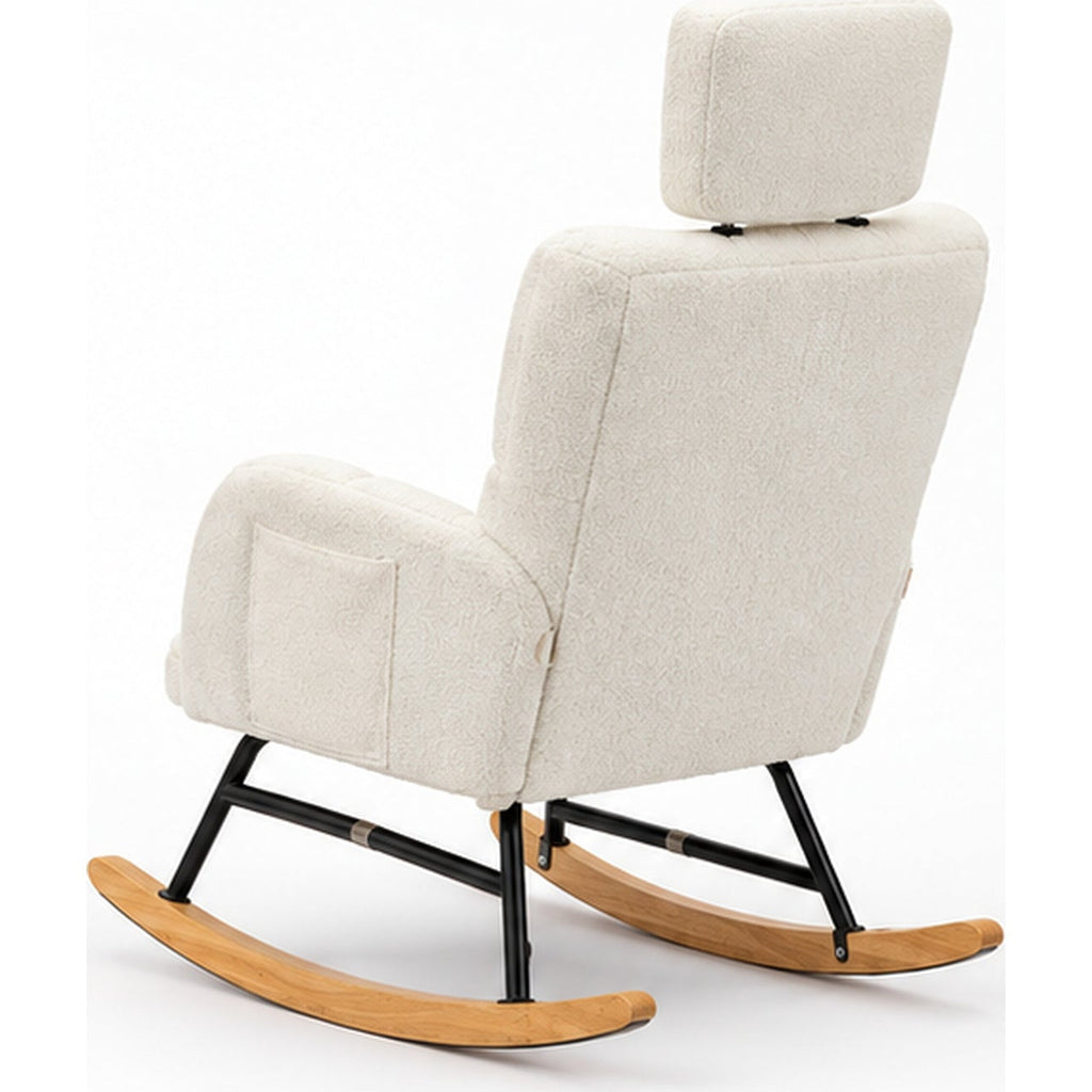 Fauteuil à bascule teddy avec appui-tête et rangements — vue arriere