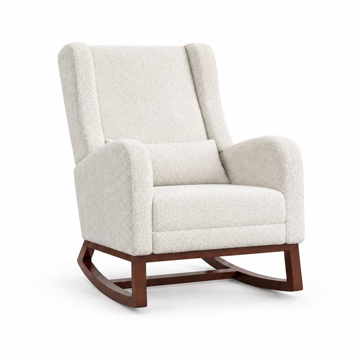 Fauteuil à bascule teddy ivoire avec repose-pieds