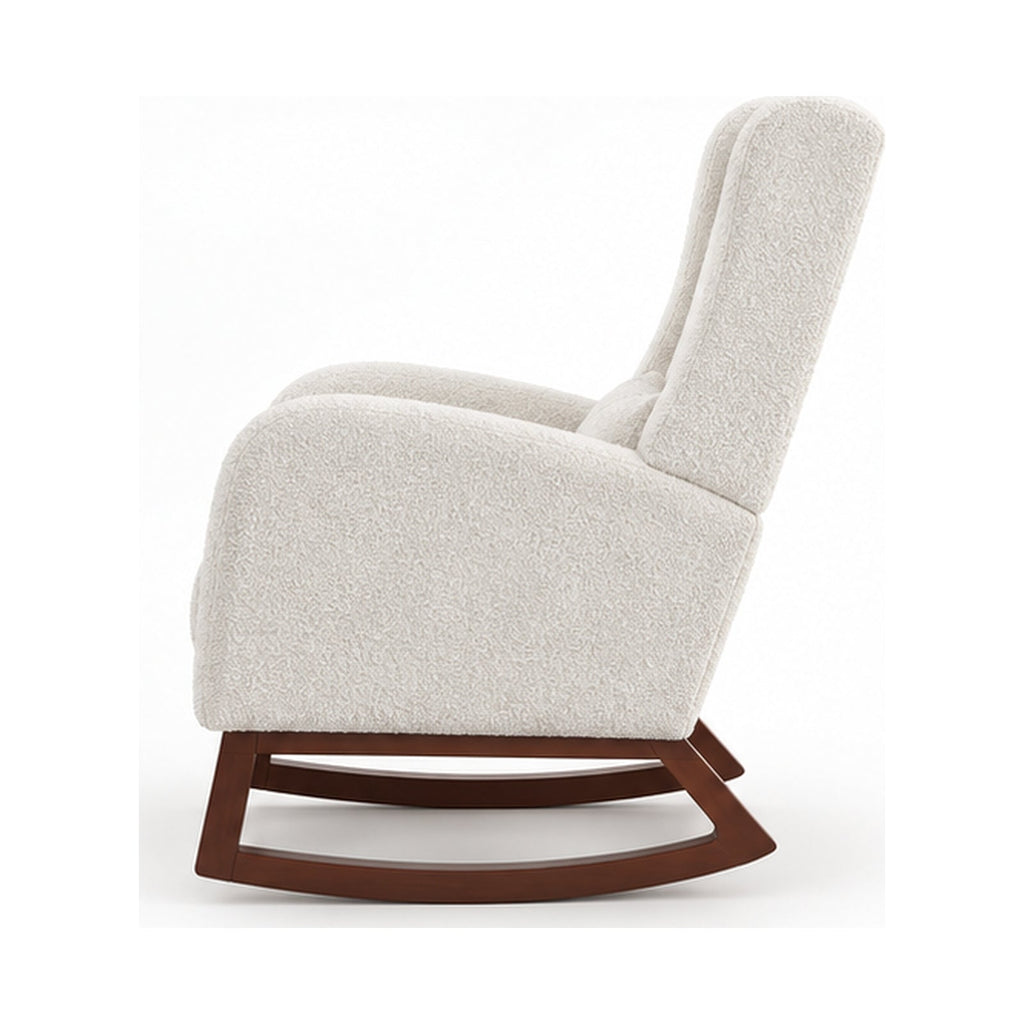 Fauteuil à bascule teddy ivoire avec repose-pieds — vue 4