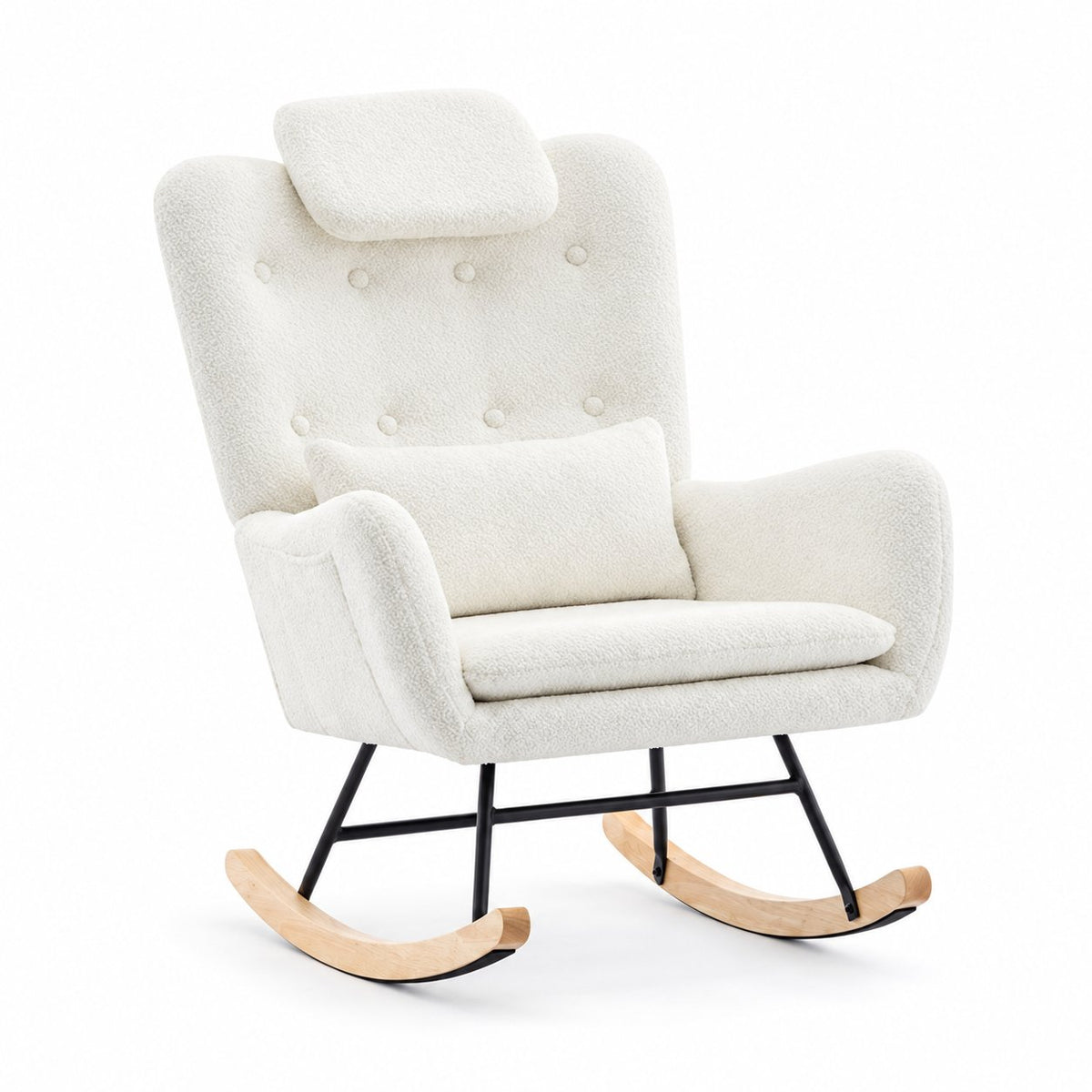 Fauteuil à bascule teddy avec repose-pieds