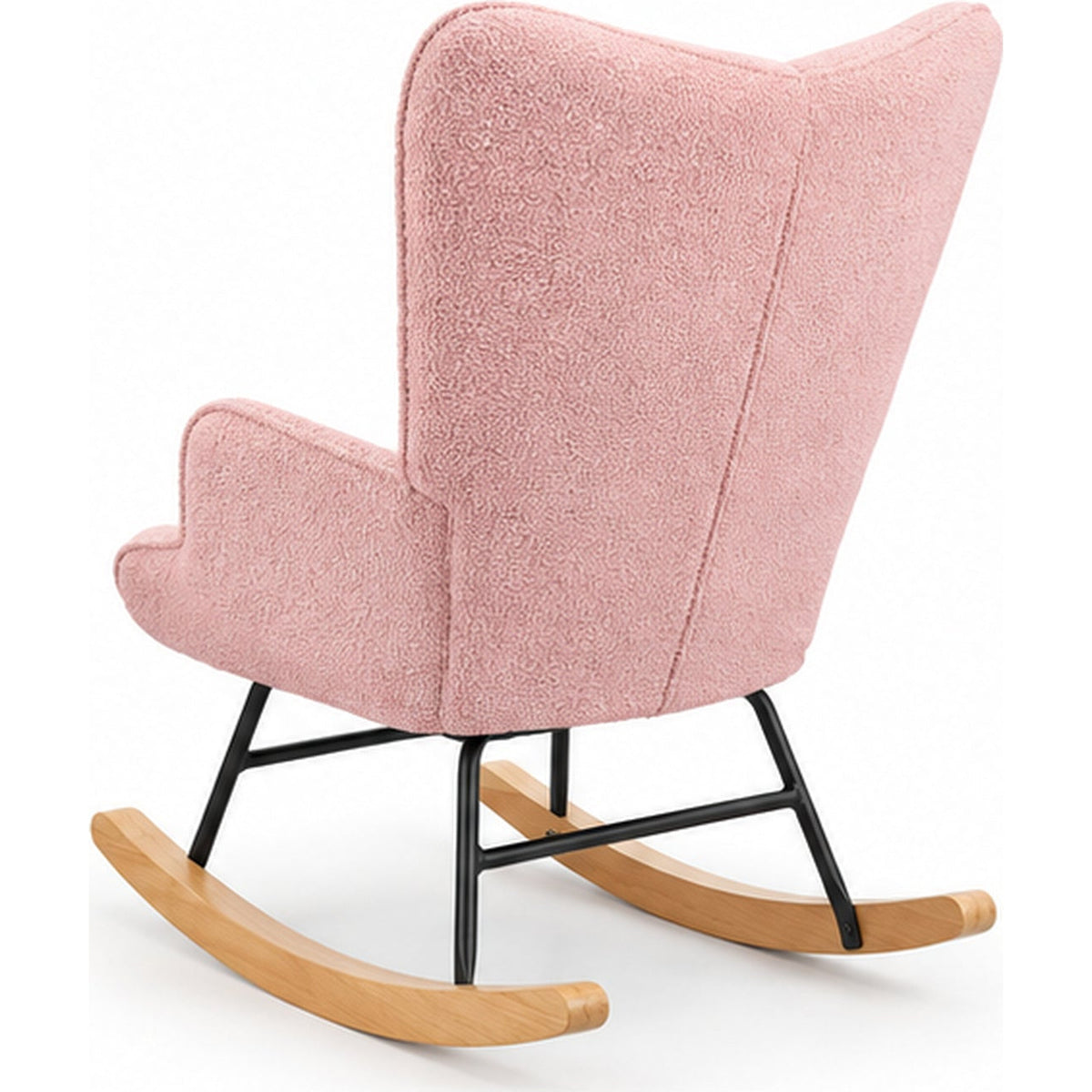 Fauteuil à bascule teddy rose à dossier haut