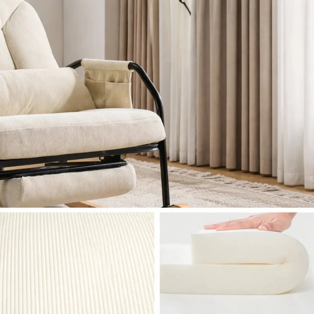 Rocking Chair Inclinable Corduroy Salon — vue 4