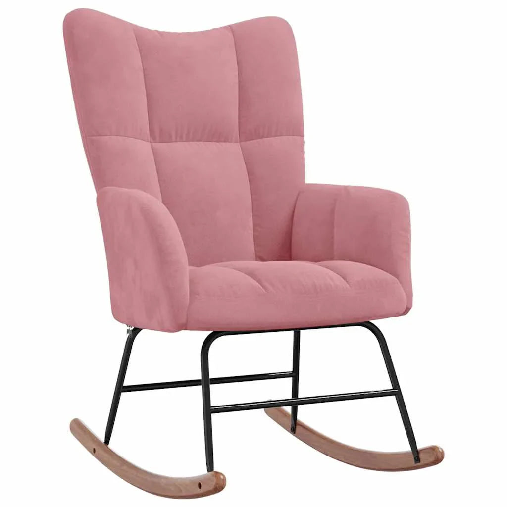 Rocking Chair Velours Rembourré Confort Maximum