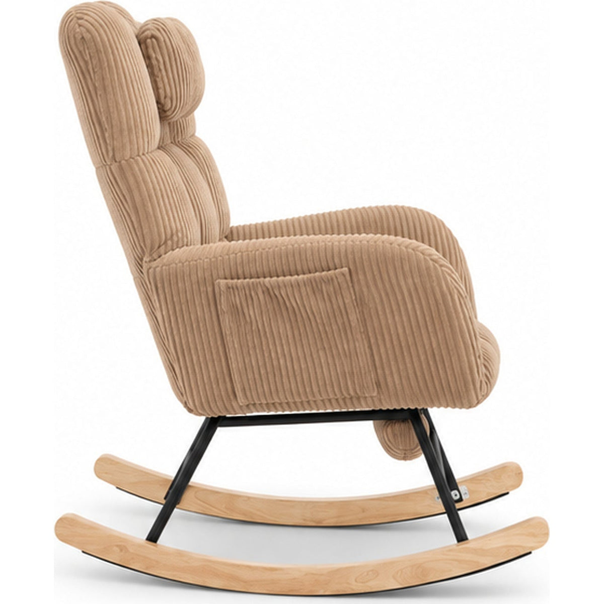 Fauteuil à bascule en velours côtelé avec repose-pieds
