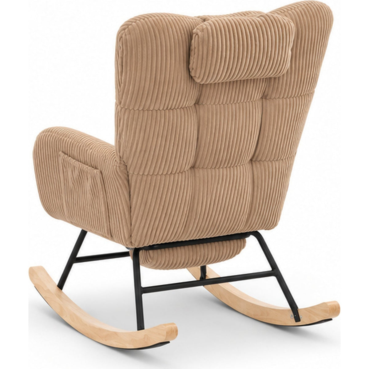 Fauteuil à bascule en velours côtelé avec repose-pieds — vue arriere