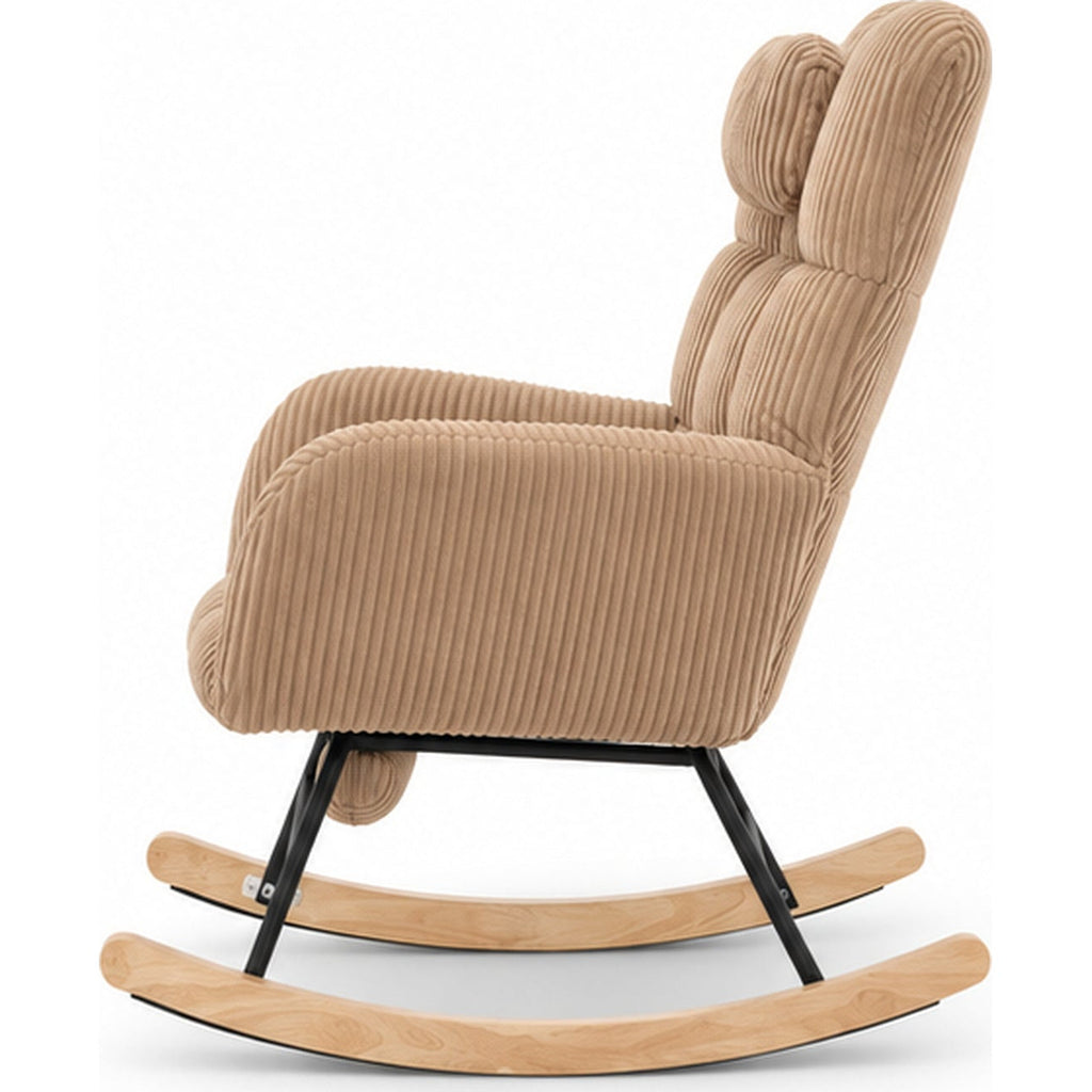 Fauteuil à bascule en velours côtelé avec repose-pieds — vue 4