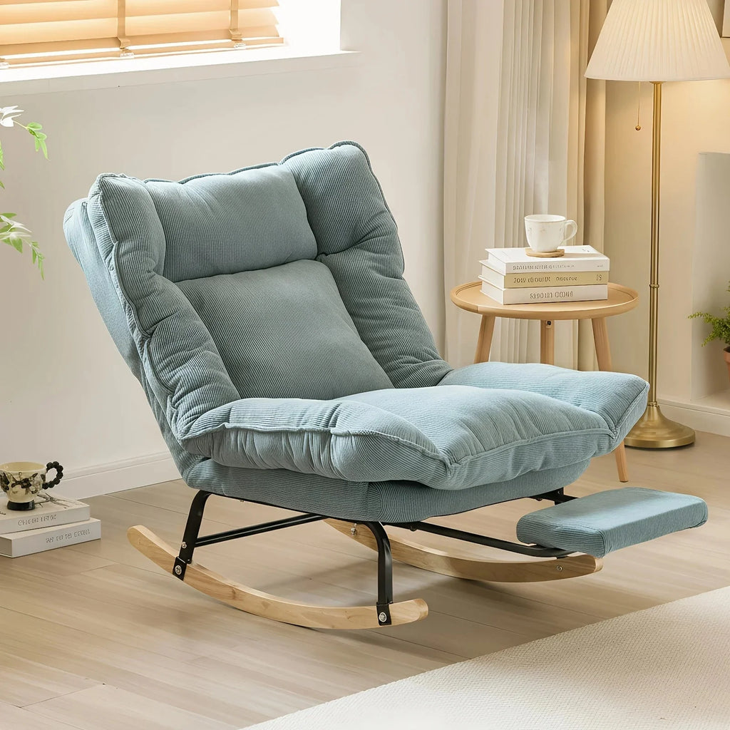 Rocking Chair Inclinable Corduroy Repose-Pieds