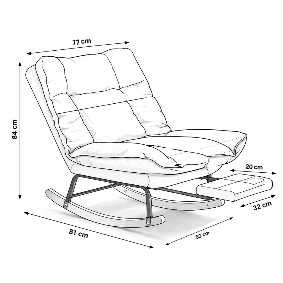 Rocking Chair Inclinable Corduroy Repose-Pieds