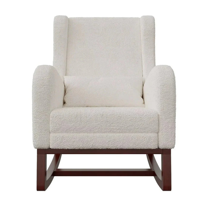 Rocking Chair Allaitement Teddy Blanc Ivoire Repose-Pieds