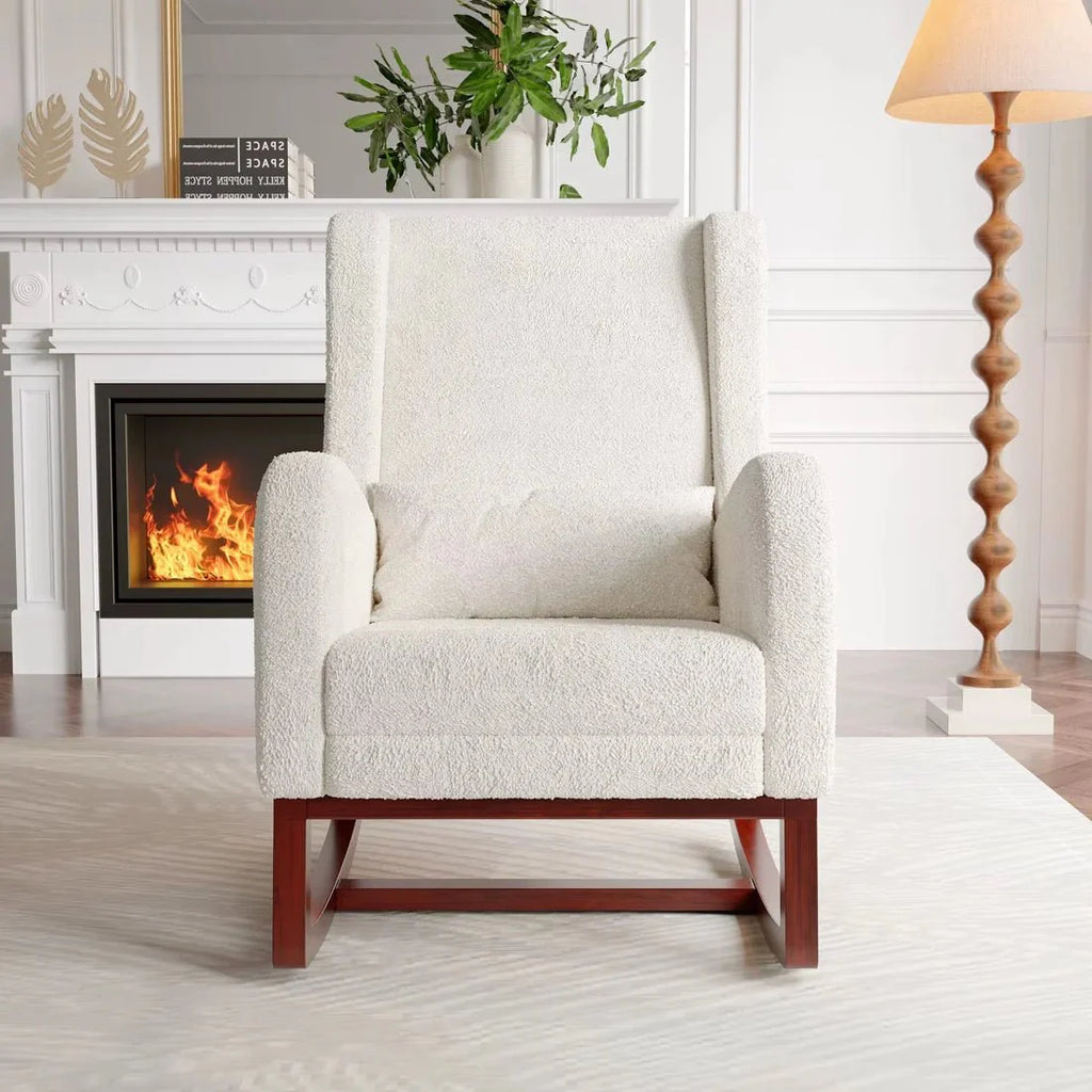 Rocking Chair Allaitement Teddy Blanc Ivoire Repose-Pieds — vue 2