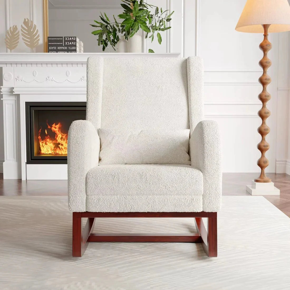 Rocking Chair Allaitement Teddy Blanc Ivoire Repose-Pieds