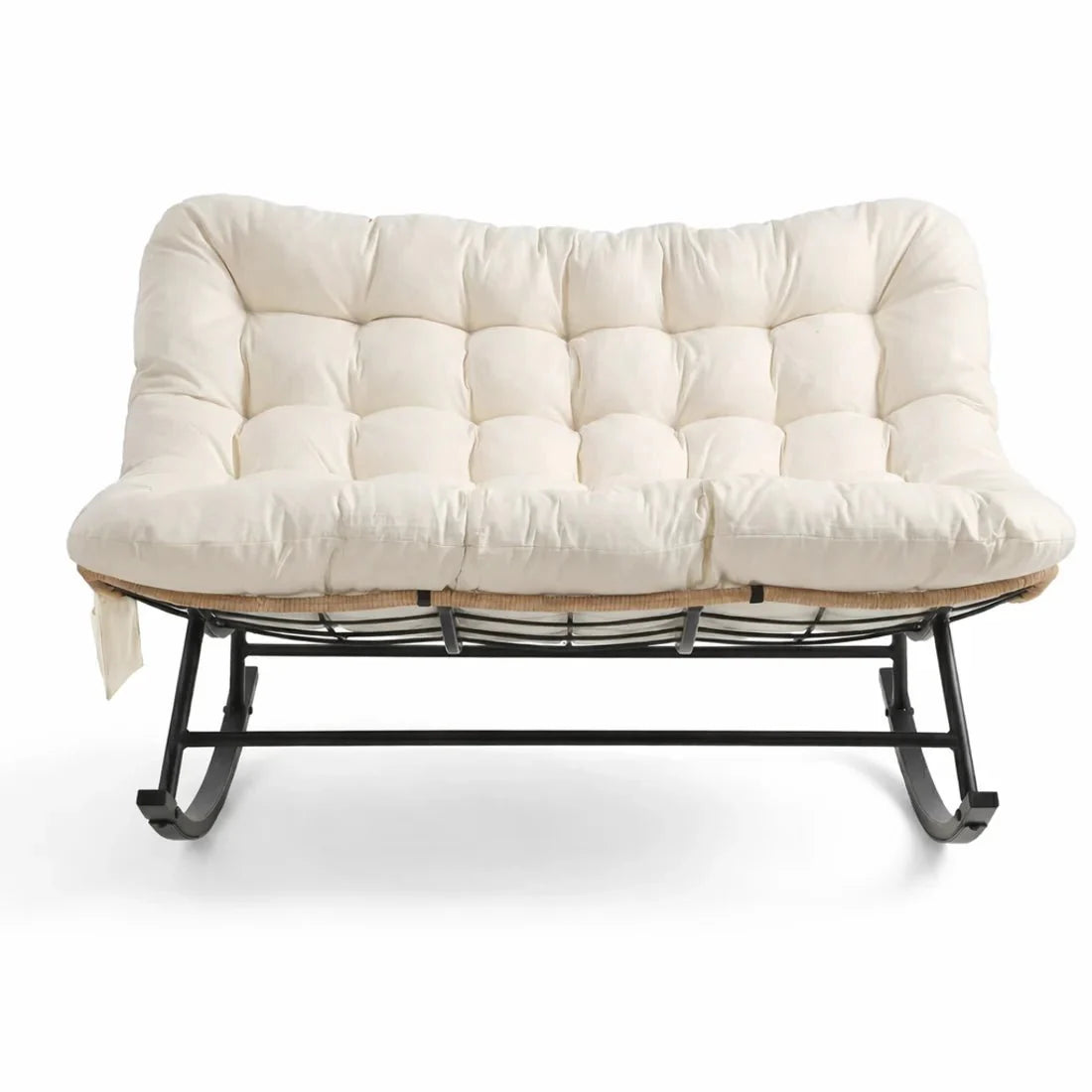 Rocking Chair Rotin 2 Places Coussin XXL Jardin