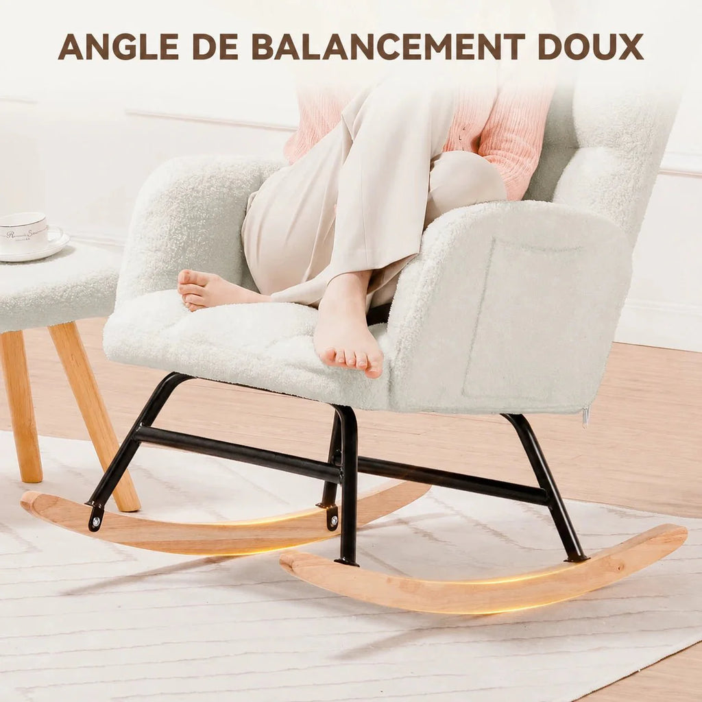 Rocking Chair Allaitement Ultra Doux Appui-Tête Accoudoirs