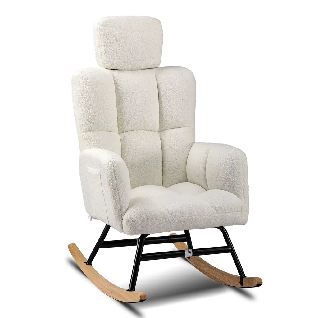 Rocking Chair Allaitement Ultra Doux Appui-Tête Accoudoirs