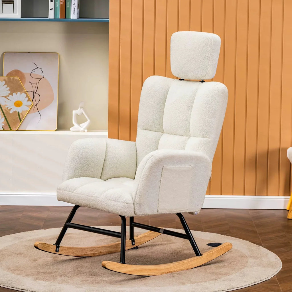 Rocking Chair Allaitement Ultra Doux Appui-Tête Accoudoirs — vue 5