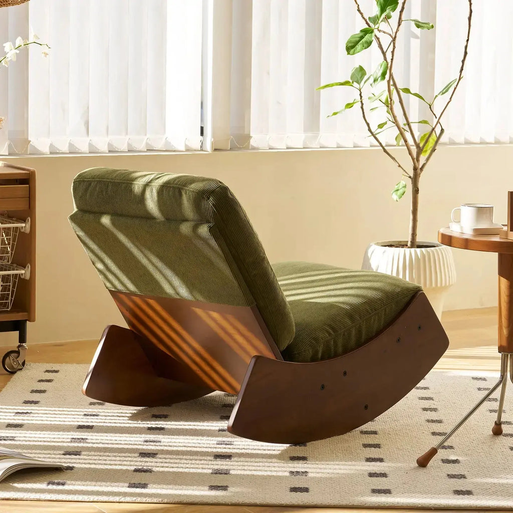Rocking Chair Velours Rétro Design Salon — vue 3