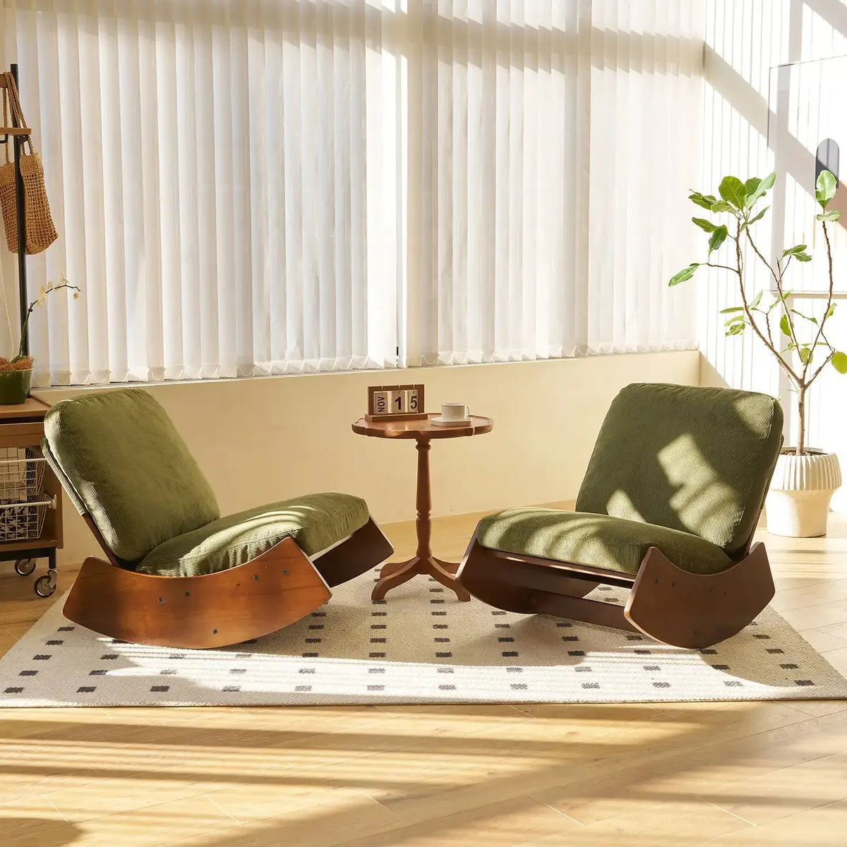 Rocking Chair Velours Rétro Design Salon — vue 4