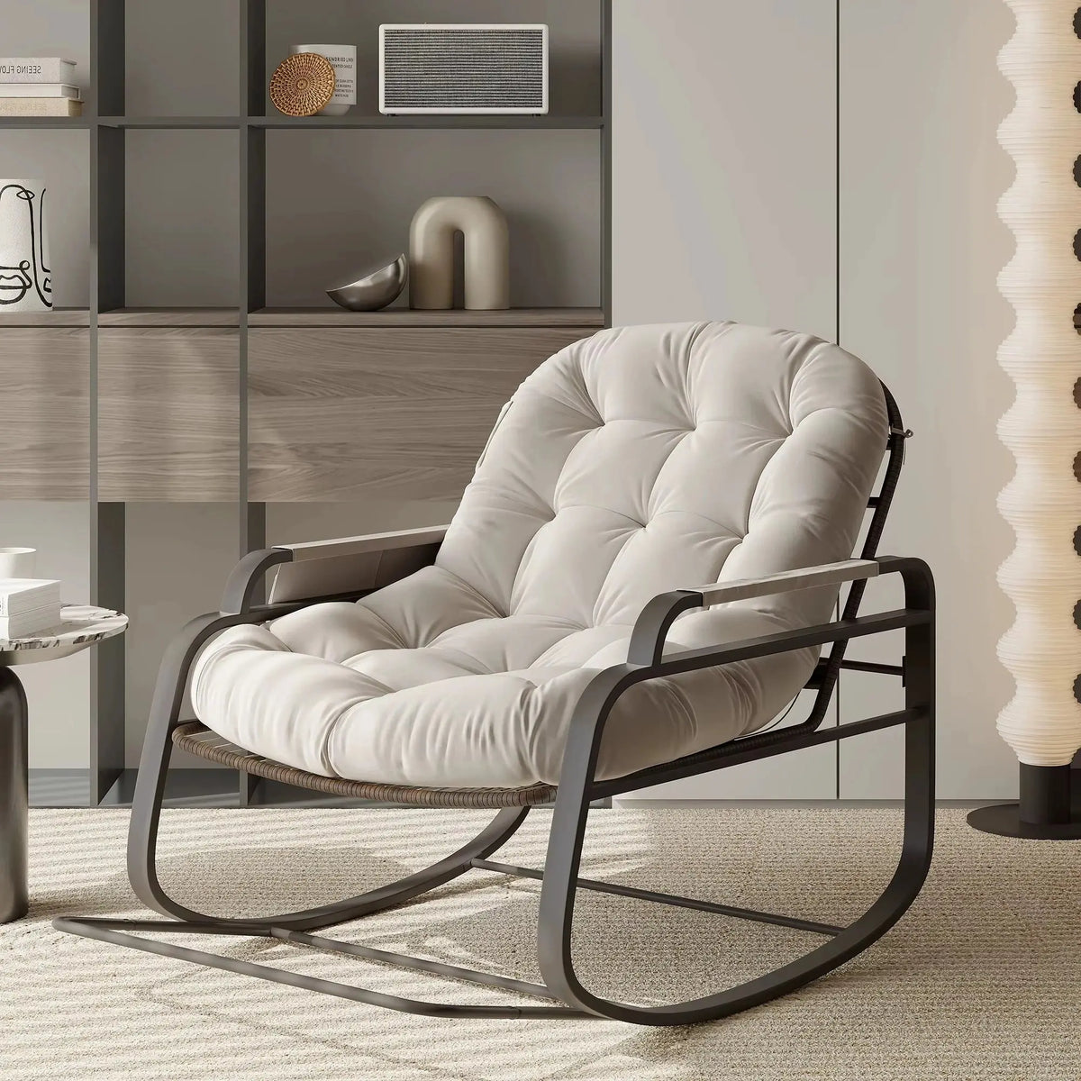 Rocking Chair Rotin Naturel Extérieur Terrasse — vue 4