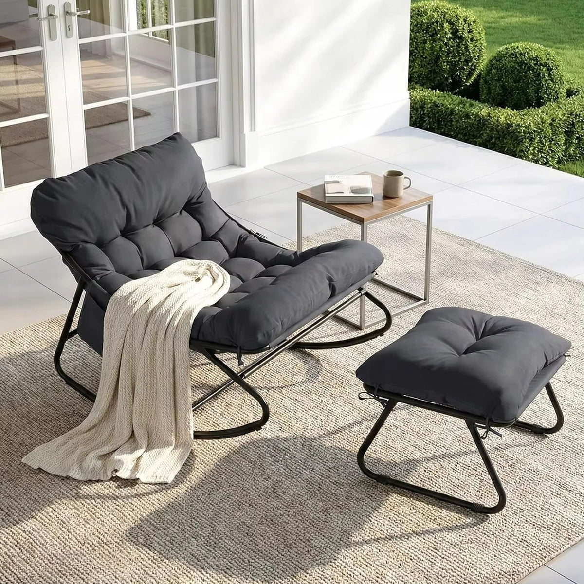Rocking Chair Extérieur Coussin Imperméable Jardin