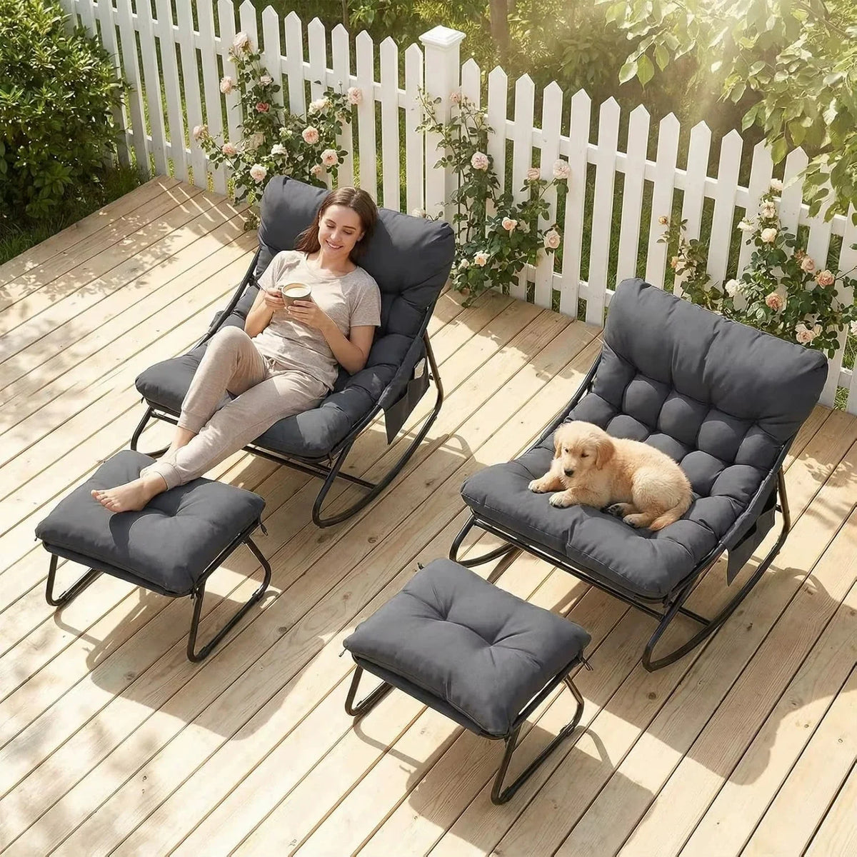 Rocking Chair Extérieur Coussin Imperméable Jardin