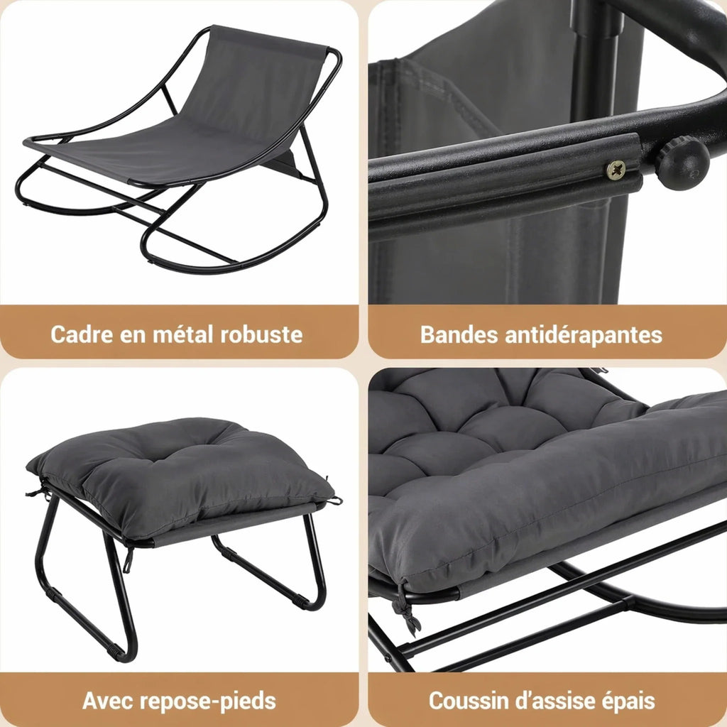 Rocking Chair Extérieur Coussin Imperméable Jardin