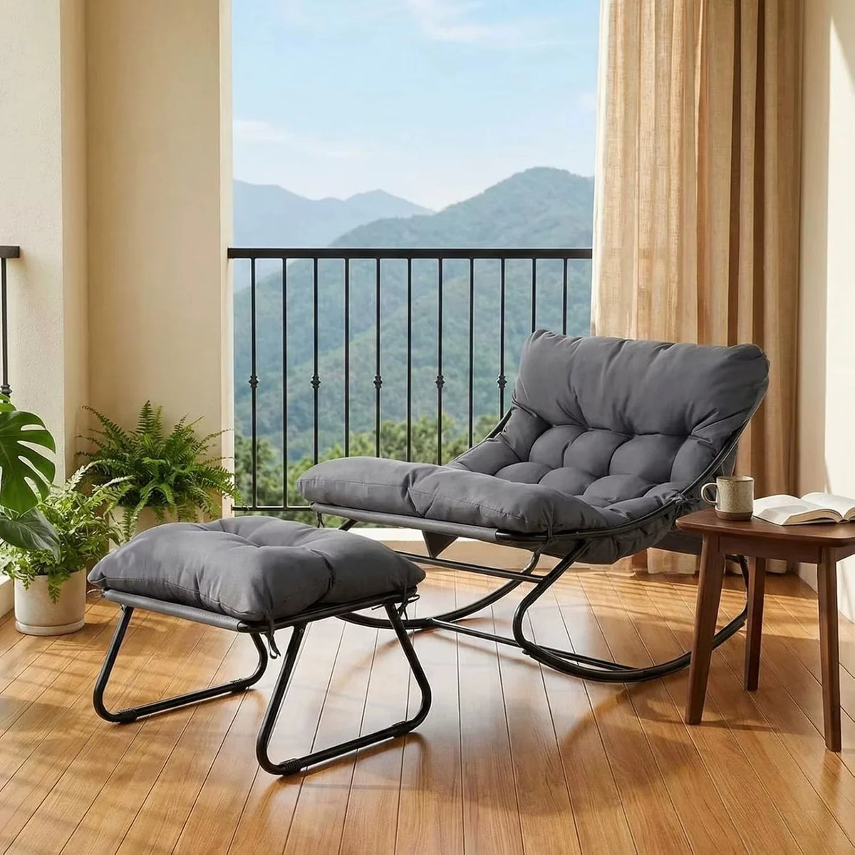 Rocking Chair Extérieur Coussin Imperméable Jardin — vue 5