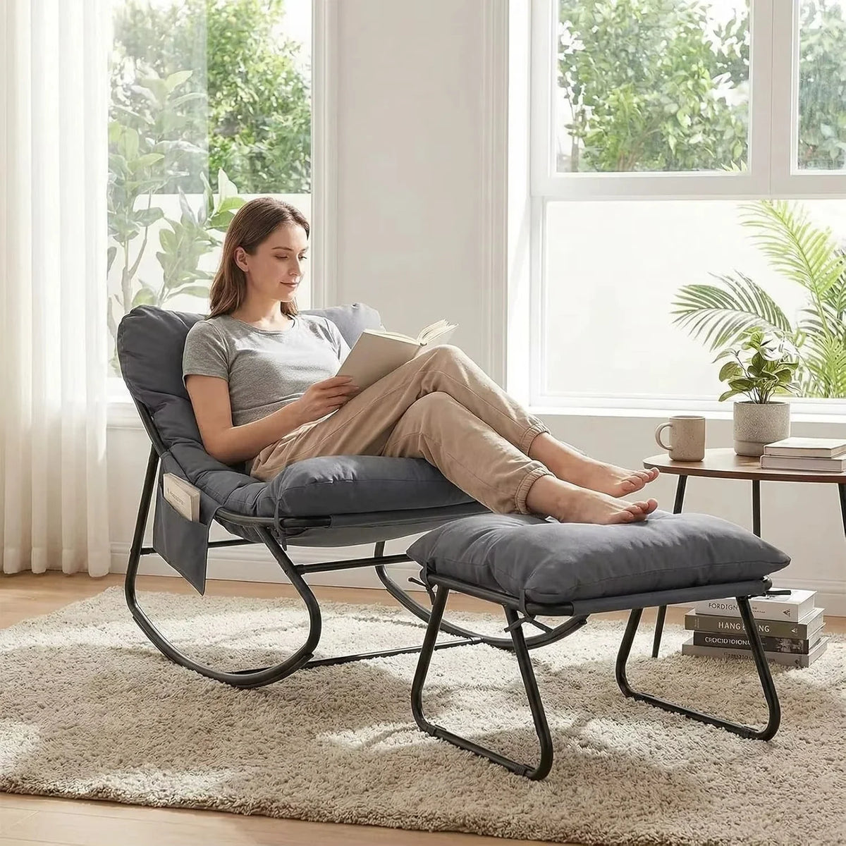 Rocking Chair Extérieur Coussin Imperméable Jardin — vue 4