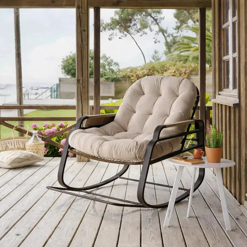 Rocking Chair Rotin Naturel Extérieur Terrasse