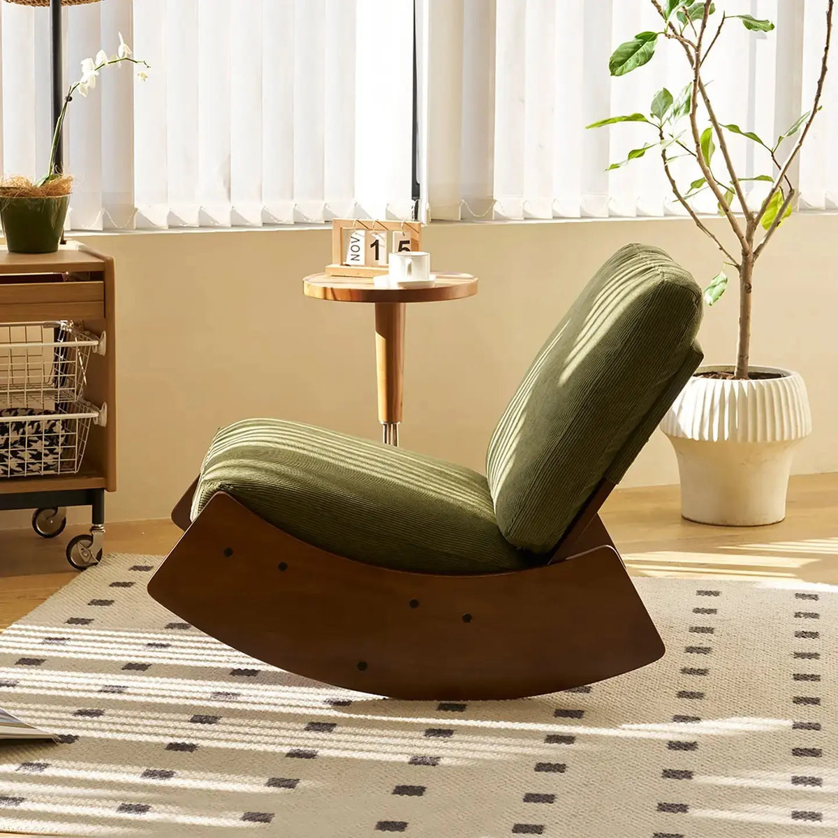 Rocking Chair Velours Rétro Design Salon