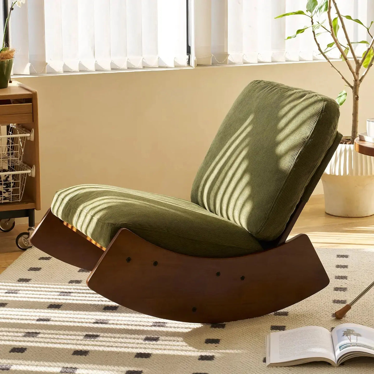Rocking Chair Velours Rétro Design Salon