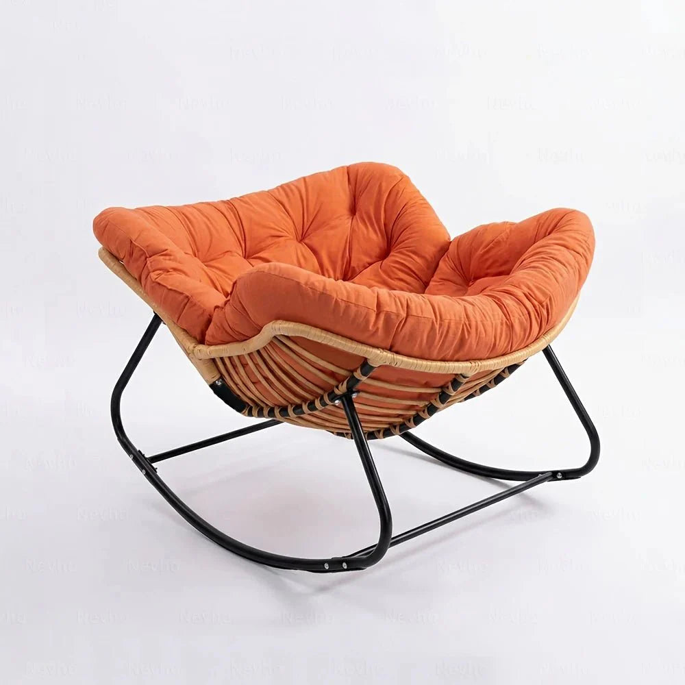 Rocking Chair Rotin Coussin XXL Toutes Saisons