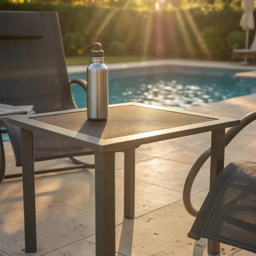 Ensemble Salon Jardin 2 Chaises Longues Table Extérieur — vue 2